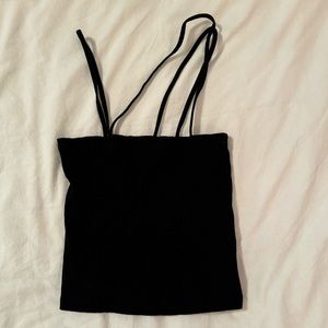 Zara Black Asymmetrical Strappy Top